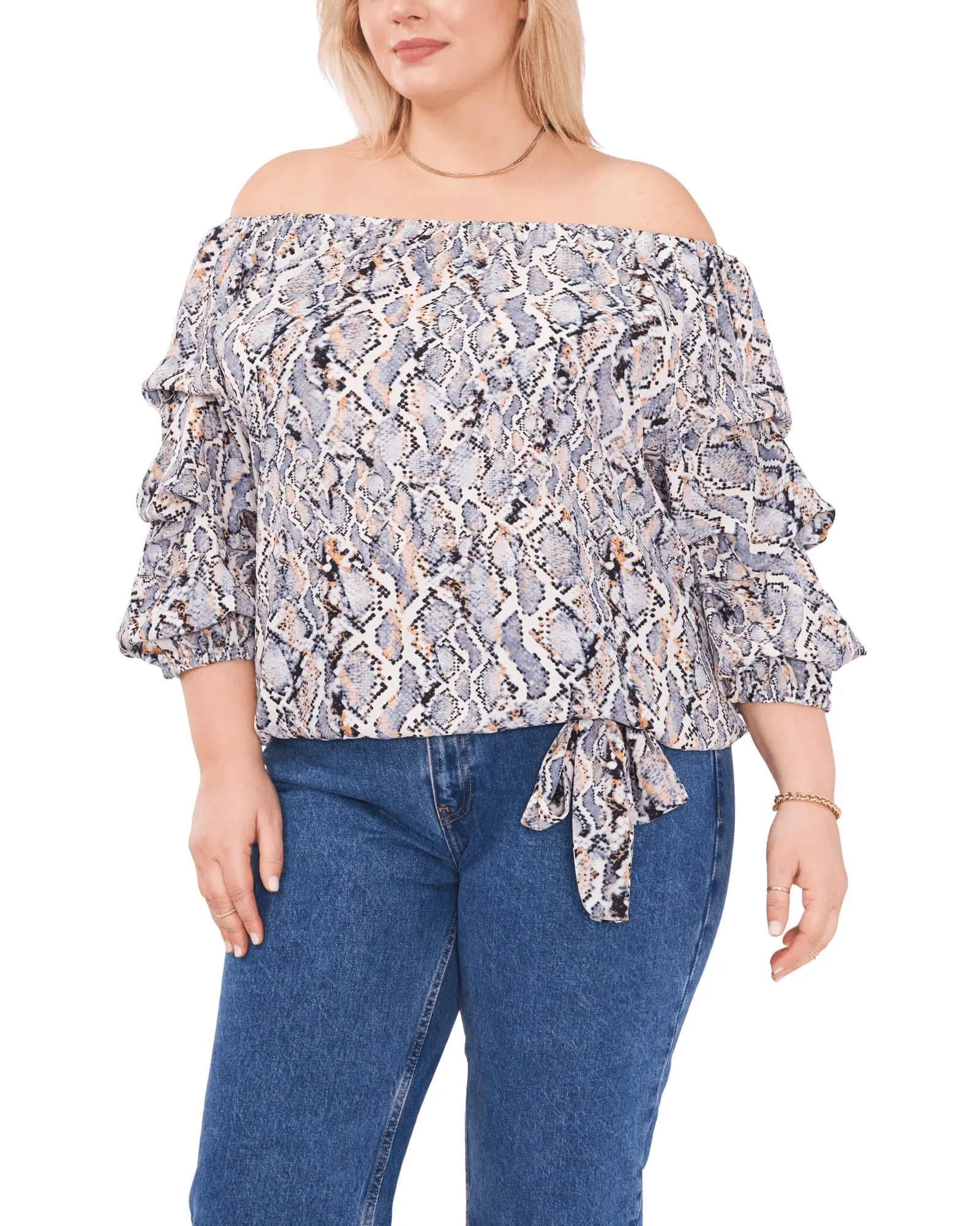 Addison Snake Effect Blouse | BLUE CLOUD