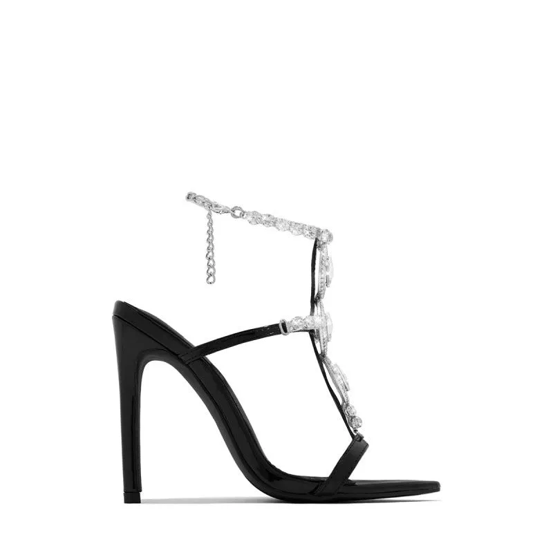 Angela – Fashionable Golden Rhinestone Gem Stiletto Sandals