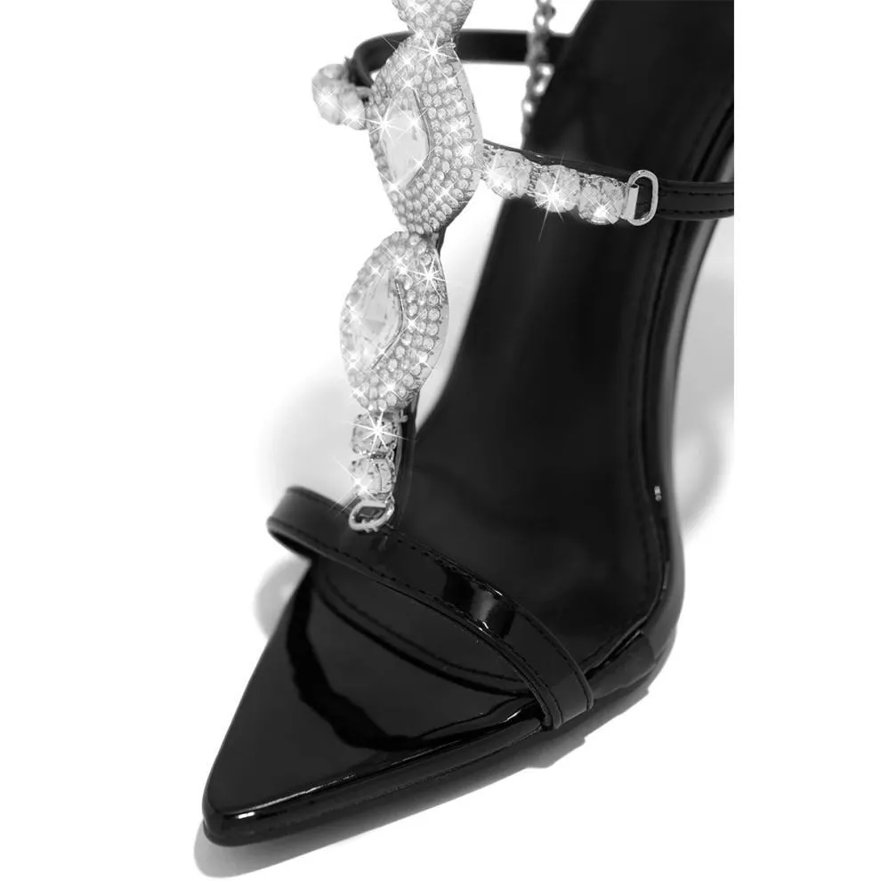 Angela – Fashionable Golden Rhinestone Gem Stiletto Sandals