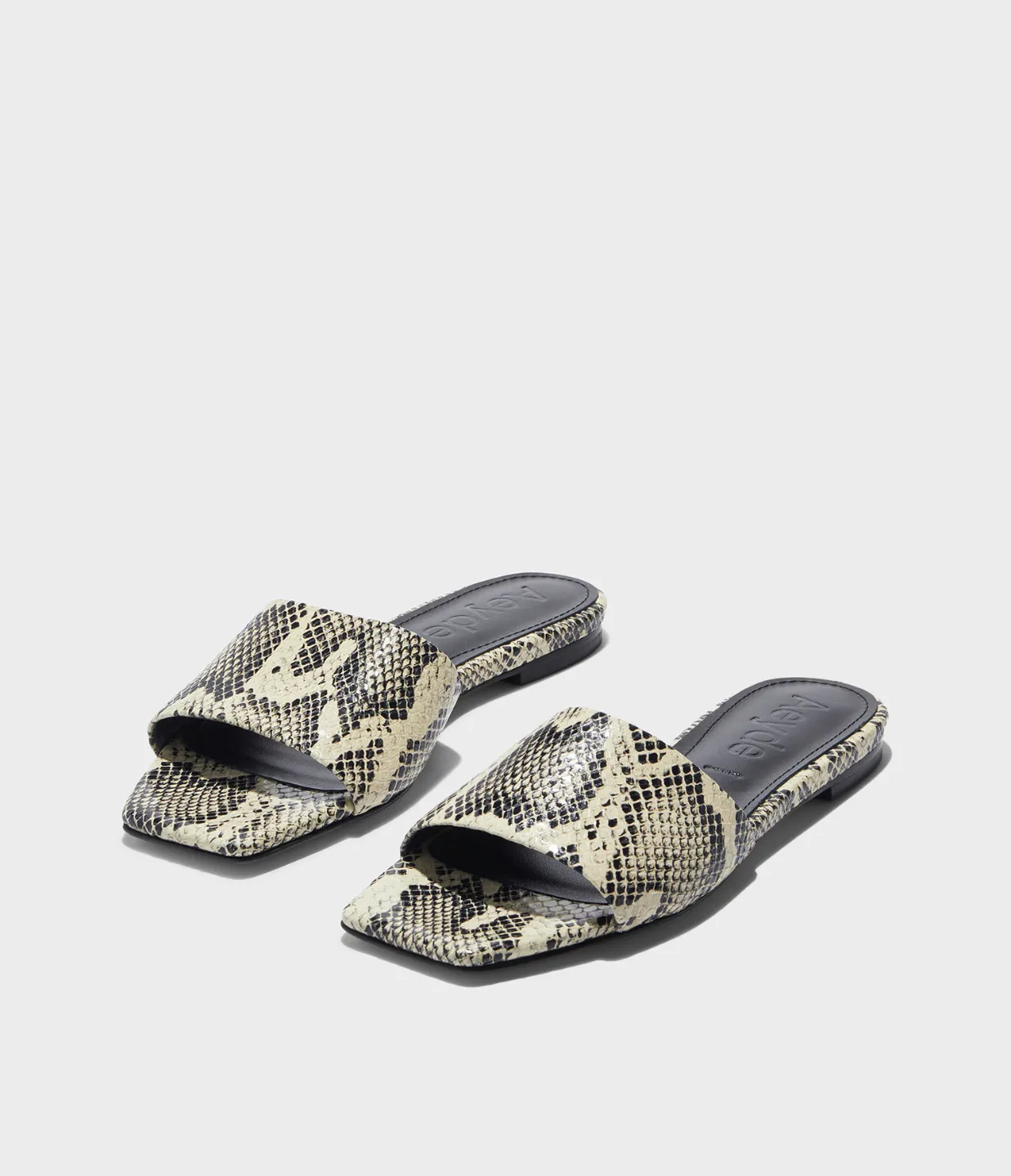 Anna Snake Print Goat Leather Sandal in Creamy