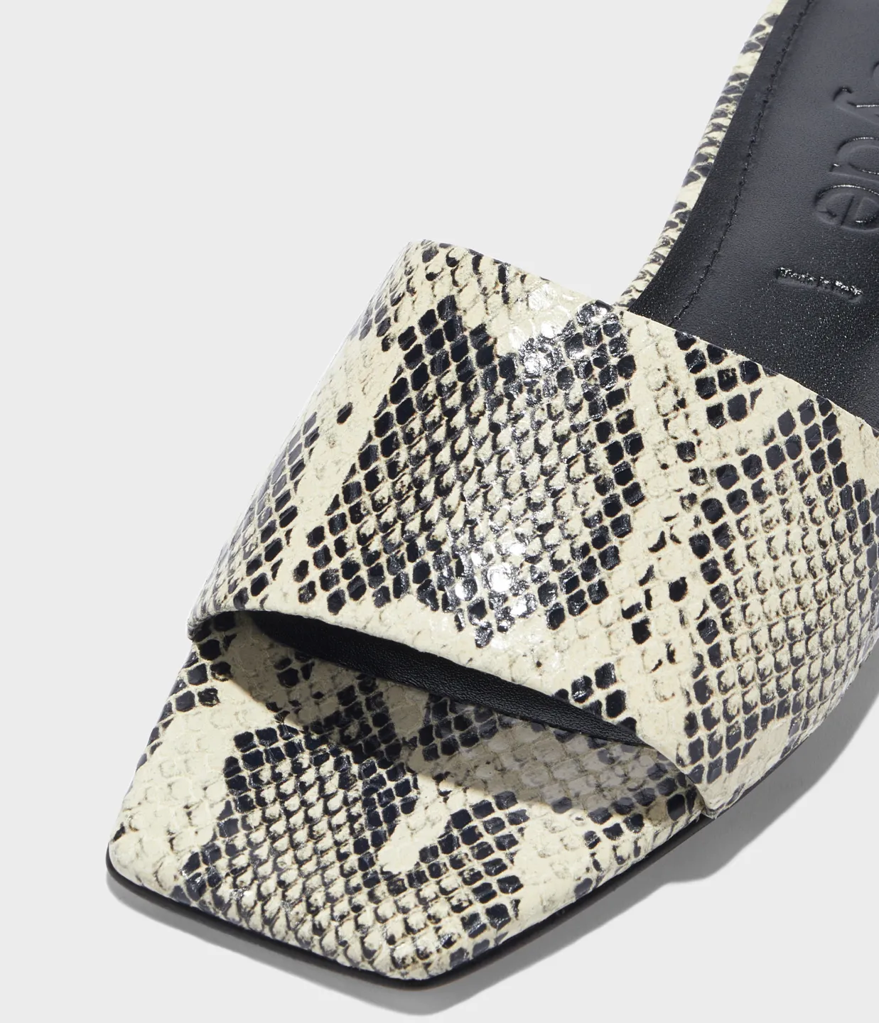 Anna Snake Print Goat Leather Sandal in Creamy