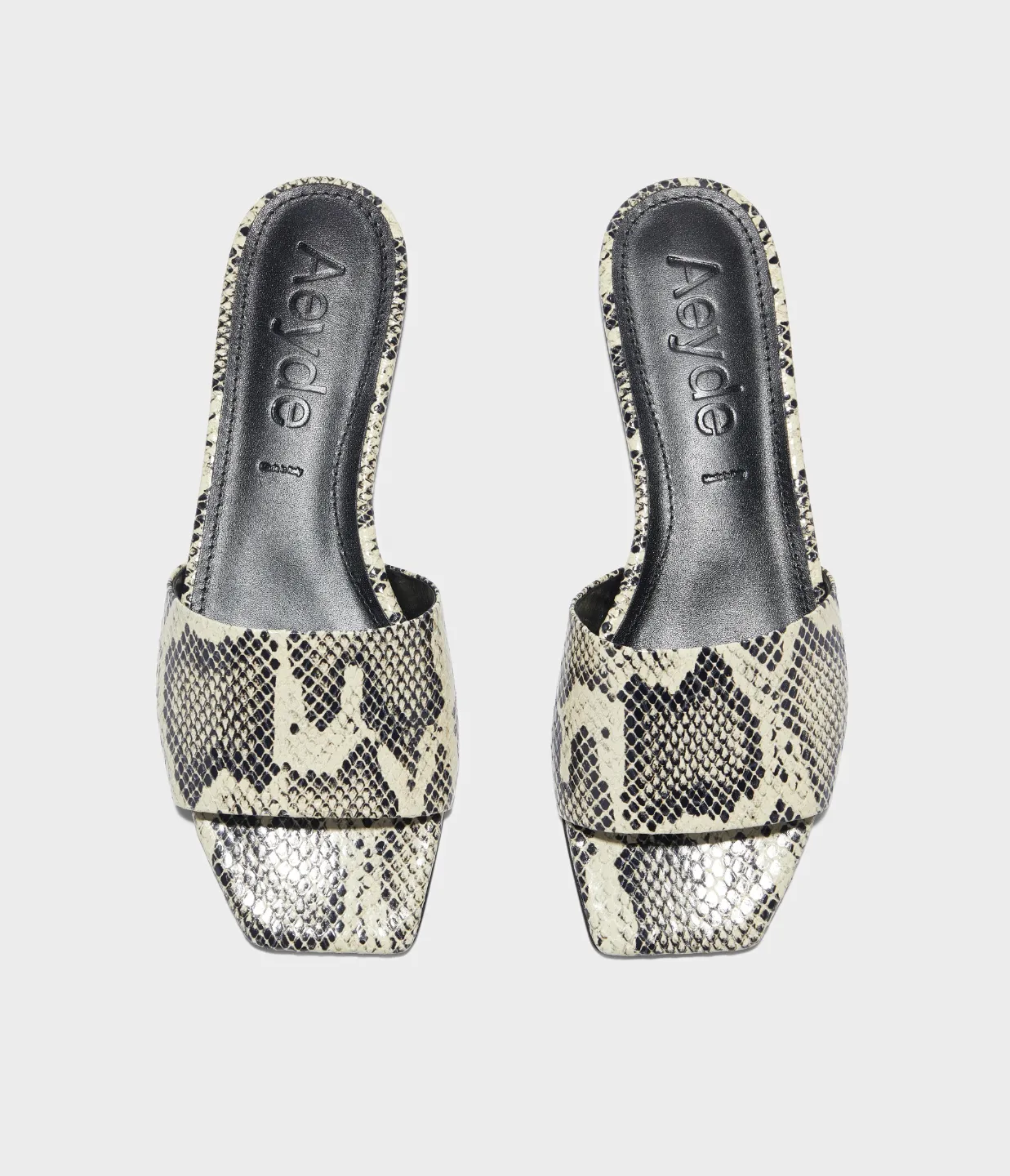 Anna Snake Print Goat Leather Sandal in Creamy