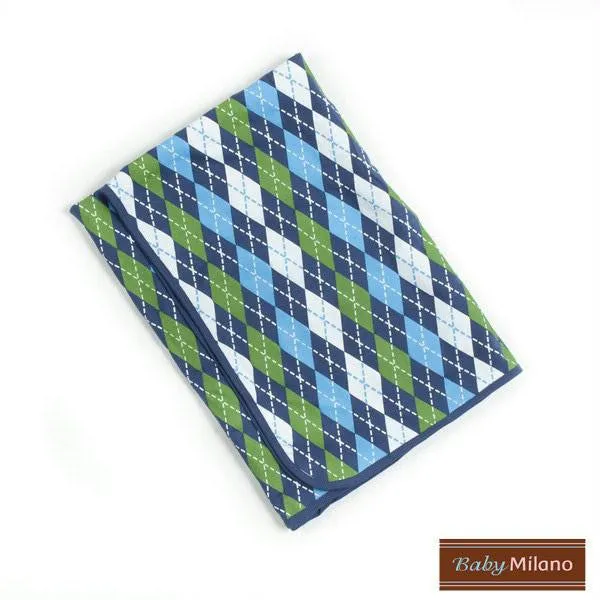 Argyle Baby Blanket - Blue