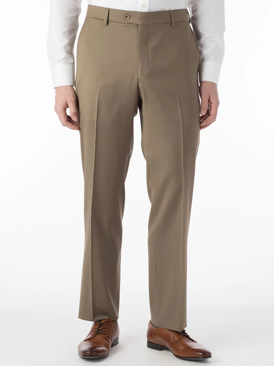 Ballin Houston Super 130s Modern Flat Front Pant in British Tan