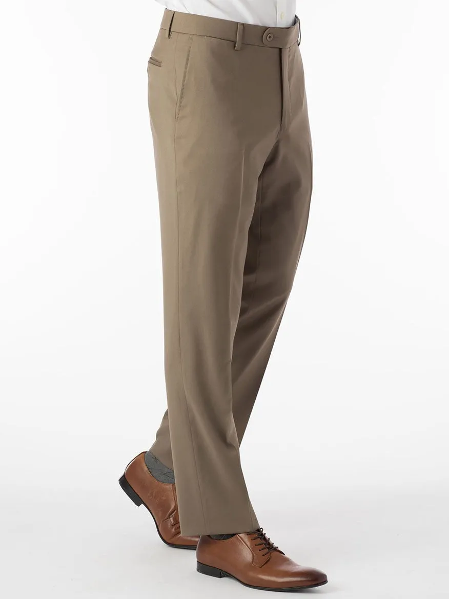 Ballin Houston Super 130s Modern Flat Front Pant in British Tan