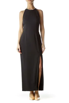 Black Elegant Halter Neck Maxi Dress