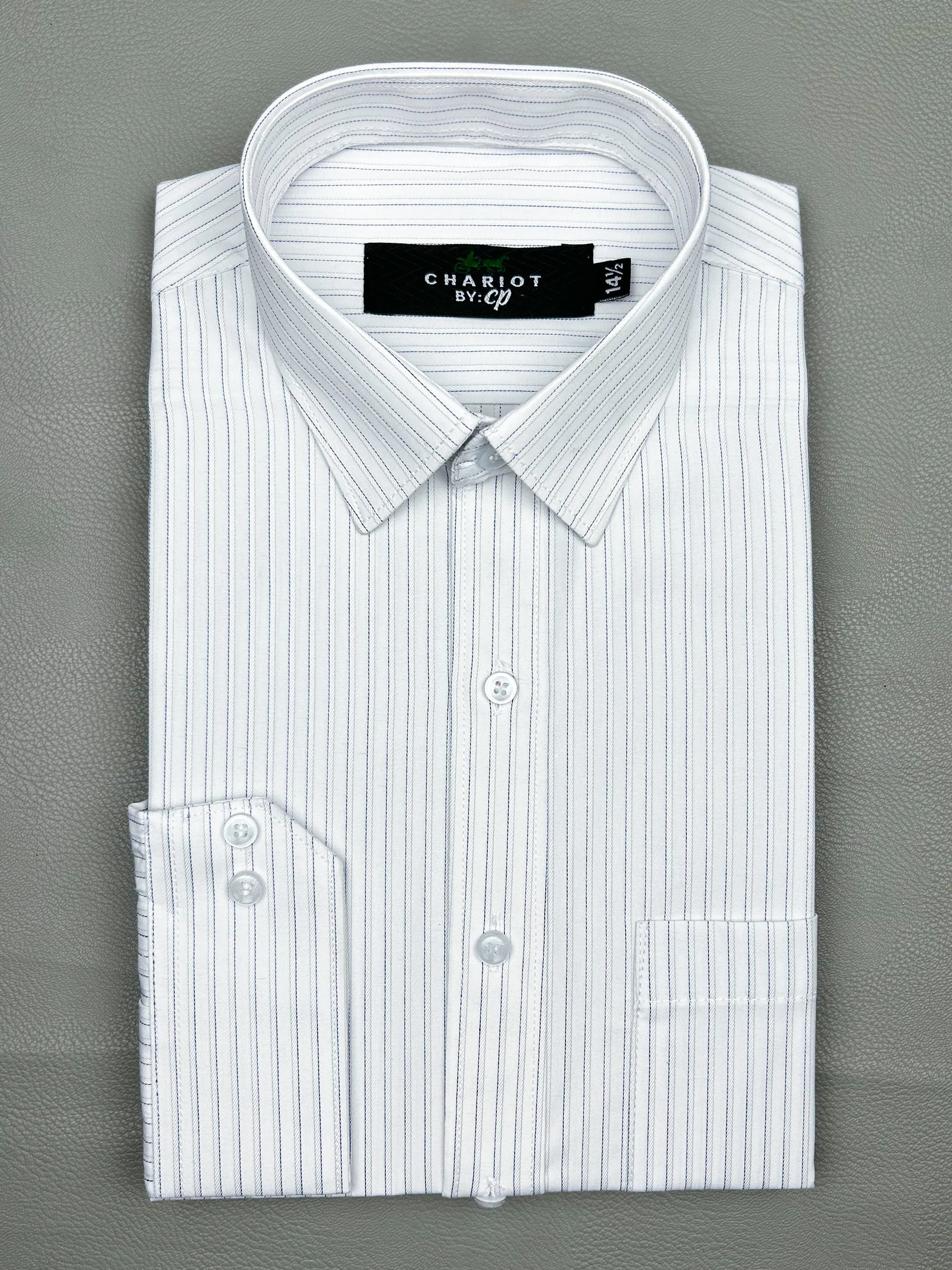 Blue Pencil Lines Formal Dress Shirt For Men MFS153