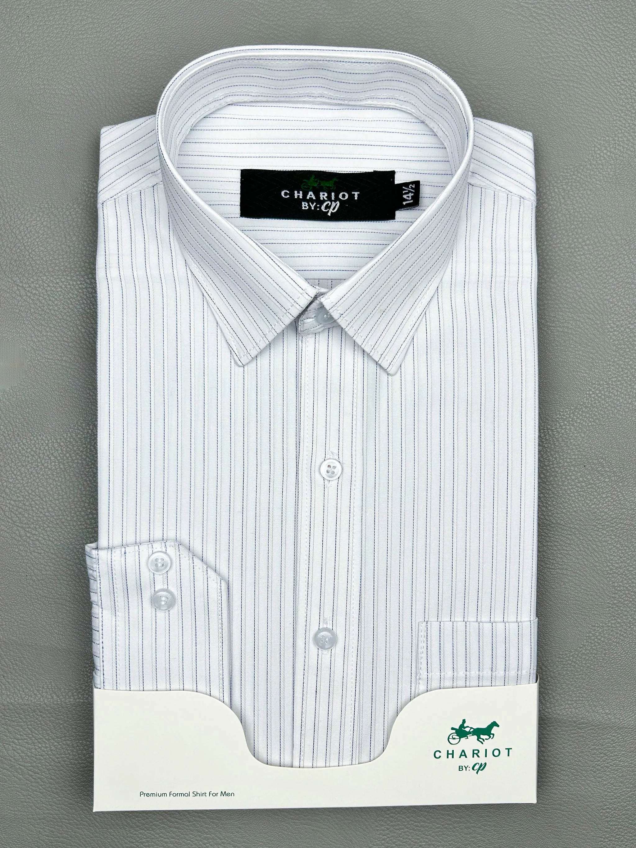 Blue Pencil Lines Formal Dress Shirt For Men MFS153