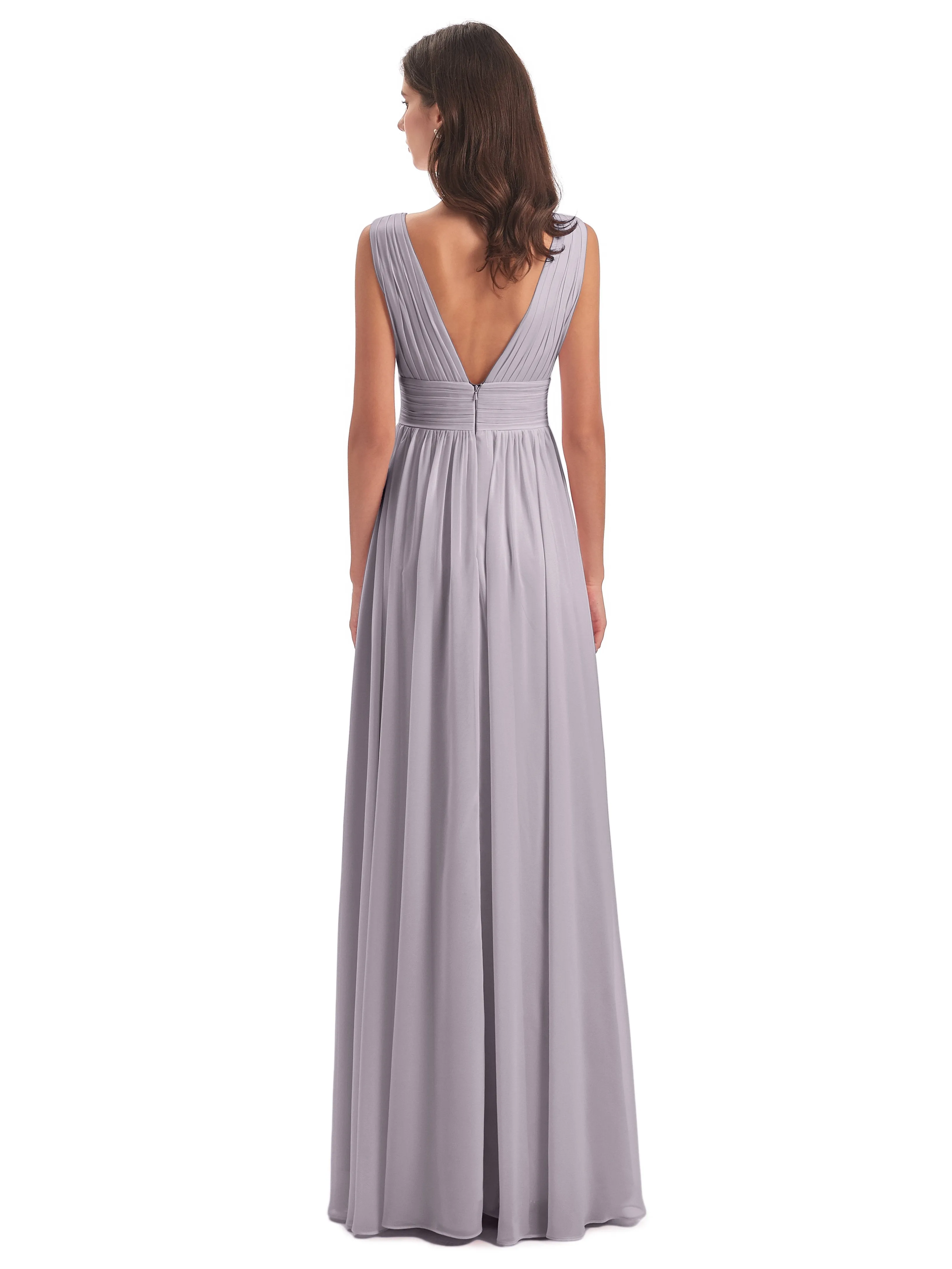 Bridesmaid Dresses Dusk Charming Chiffon V Neck Split Long Bridesmaid Dresses