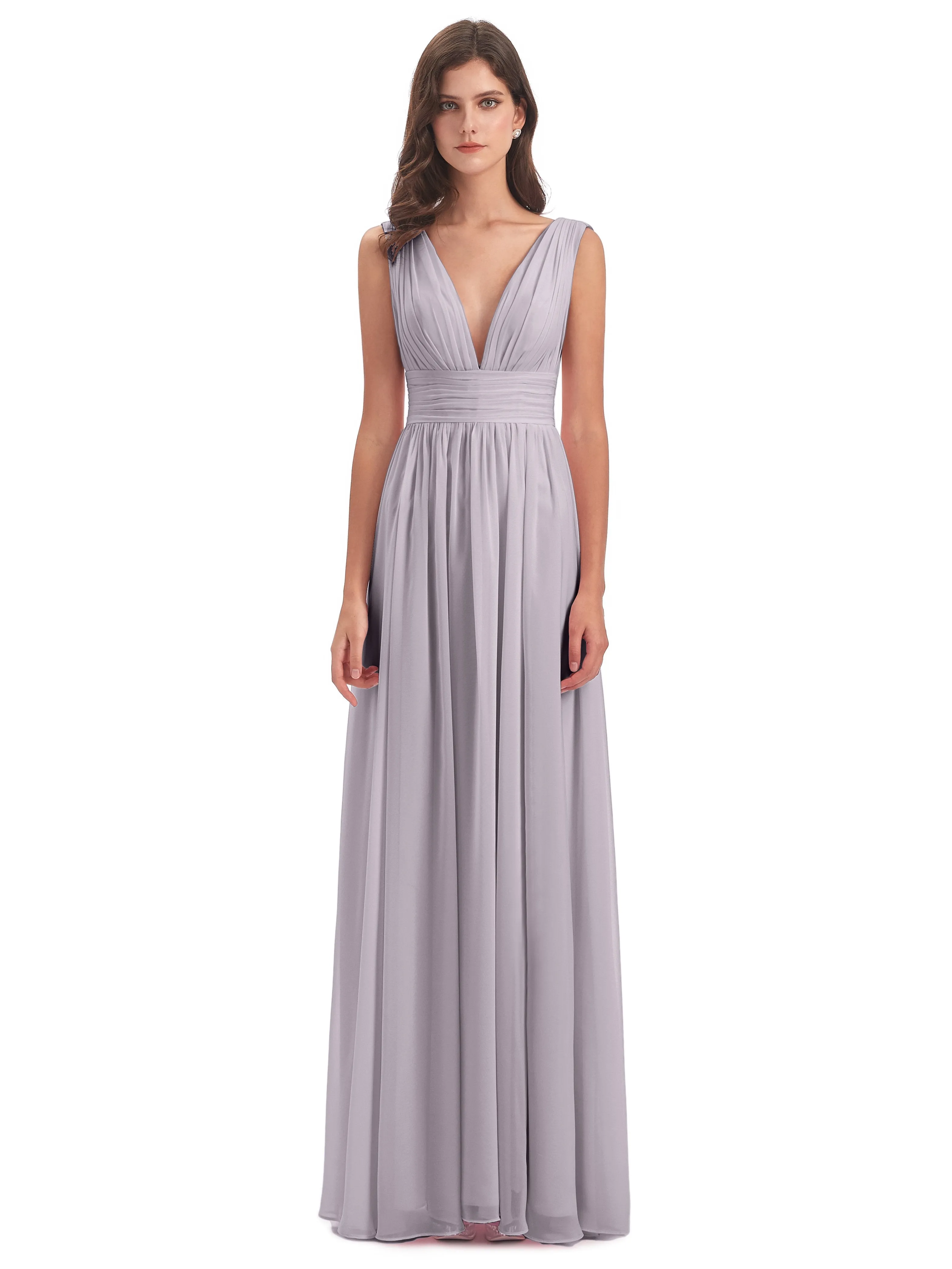 Bridesmaid Dresses Dusk Charming Chiffon V Neck Split Long Bridesmaid Dresses