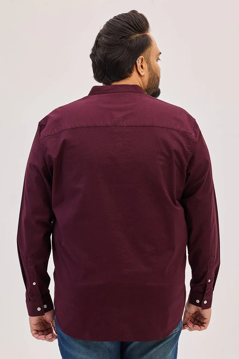 Burgundy Mandarin Plus Size Shirt