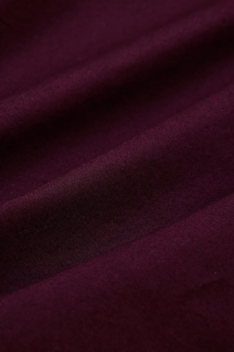Burgundy Mandarin Plus Size Shirt