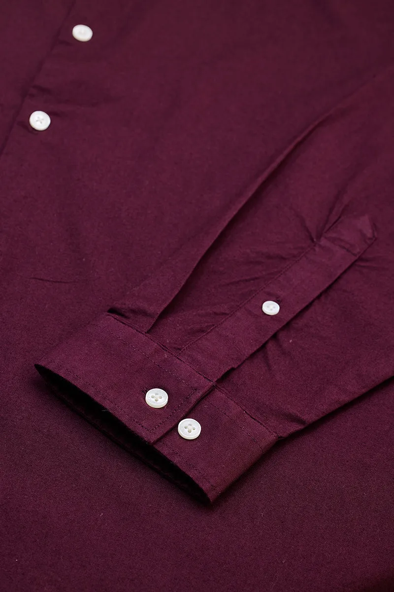 Burgundy Mandarin Plus Size Shirt