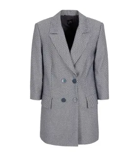 Checkered Jacquard Fabric Oversized Blazer