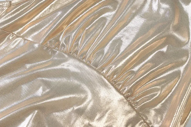 Chic Metallic Sheen Halter Gown for Trendsetters
