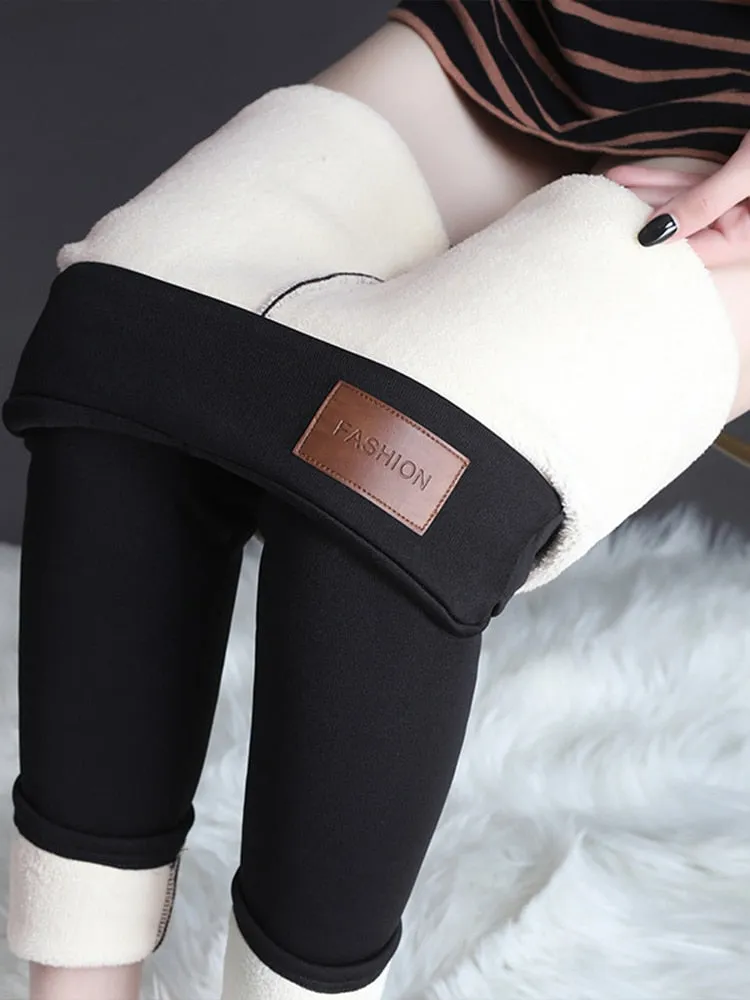 CHRLEISURE Warm Winter Leggings Women Keep High Waist Velvet Casual Women Leggins