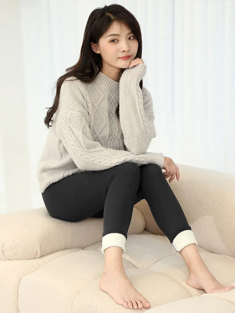 CHRLEISURE Warm Winter Leggings Women Keep High Waist Velvet Casual Women Leggins