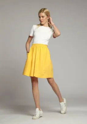 Corfu Floaty Short Linen Skirt in Yellow