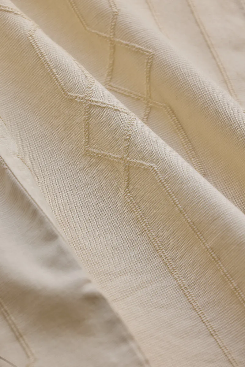 Cream Embroidered Slim Fit Shirt