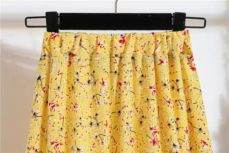 Daisy Skirt Women High Waist Floral Long Hip Flattering A-Line Skirt