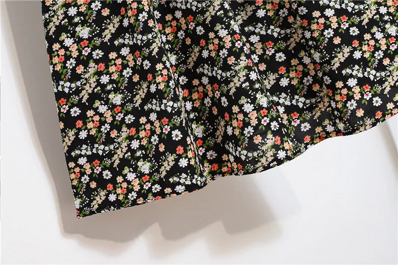 Daisy Skirt Women High Waist Floral Long Hip Flattering A-Line Skirt