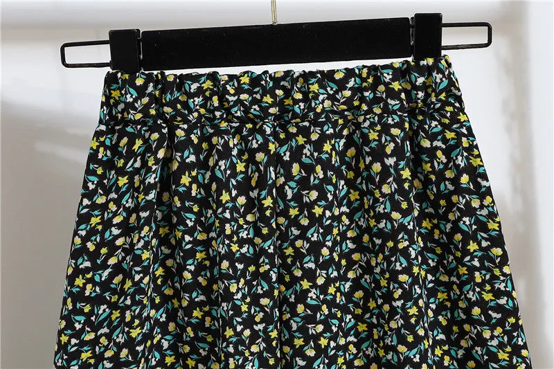 Daisy Skirt Women High Waist Floral Long Hip Flattering A-Line Skirt