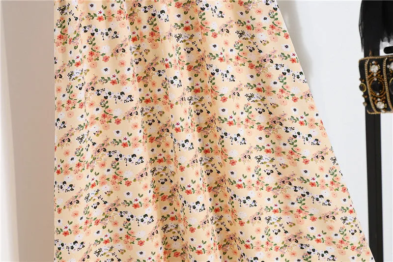Daisy Skirt Women High Waist Floral Long Hip Flattering A-Line Skirt