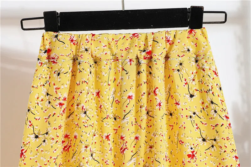 Daisy Skirt Women High Waist Floral Long Hip Flattering A-Line Skirt