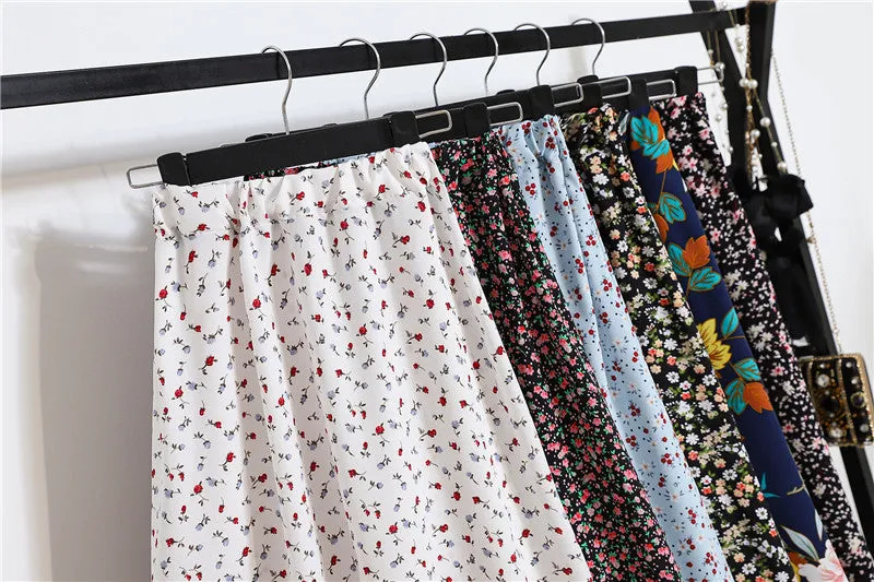 Daisy Skirt Women High Waist Floral Long Hip Flattering A-Line Skirt