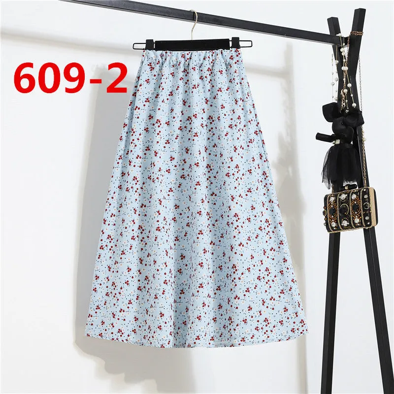 Daisy Skirt Women High Waist Floral Long Hip Flattering A-Line Skirt