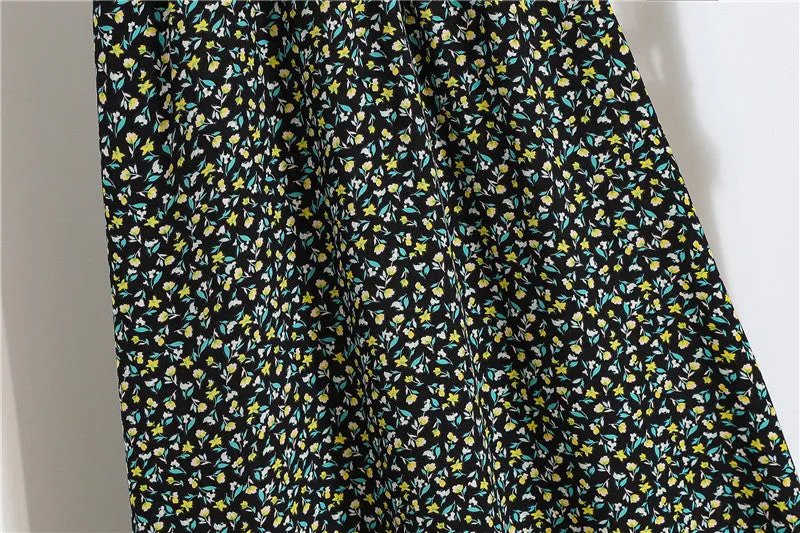 Daisy Skirt Women High Waist Floral Long Hip Flattering A-Line Skirt