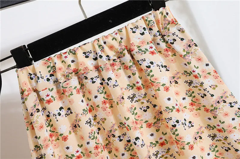 Daisy Skirt Women High Waist Floral Long Hip Flattering A-Line Skirt