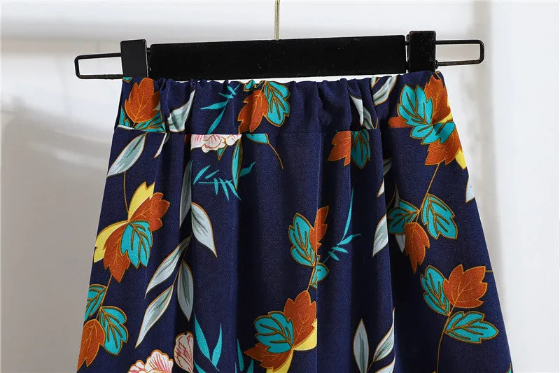 Daisy Skirt Women High Waist Floral Long Hip Flattering A-Line Skirt