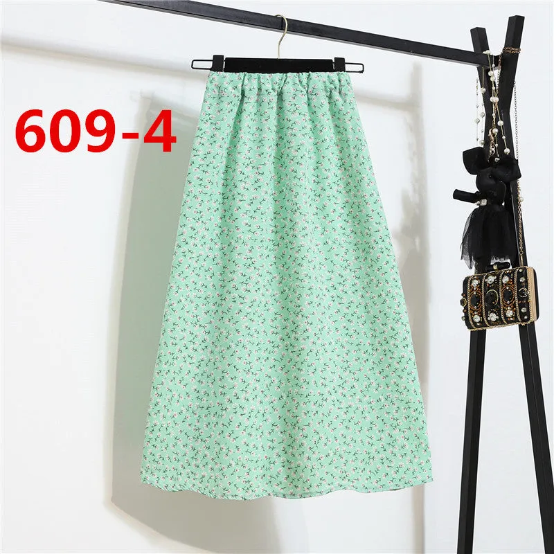 Daisy Skirt Women High Waist Floral Long Hip Flattering A-Line Skirt