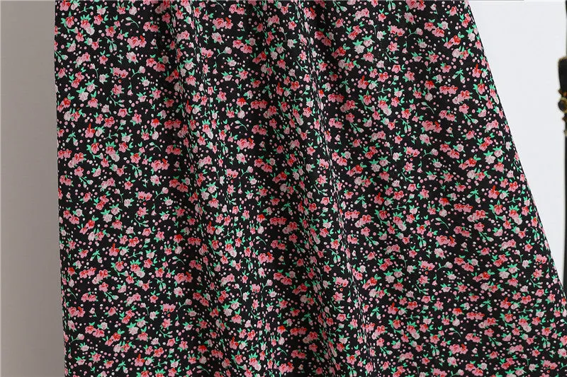 Daisy Skirt Women High Waist Floral Long Hip Flattering A-Line Skirt