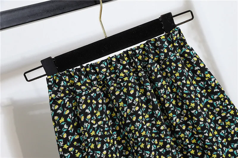 Daisy Skirt Women High Waist Floral Long Hip Flattering A-Line Skirt