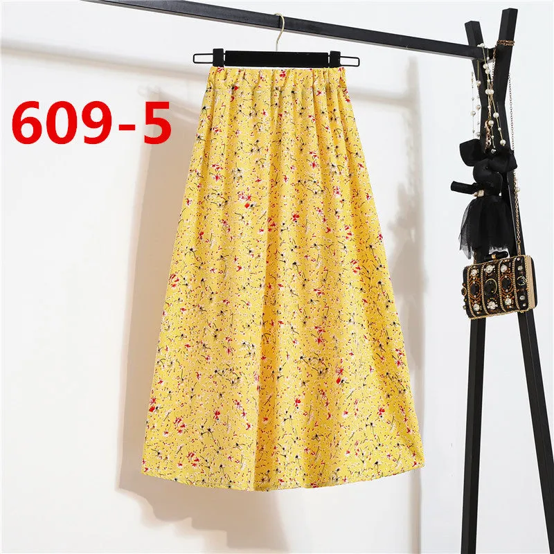 Daisy Skirt Women High Waist Floral Long Hip Flattering A-Line Skirt