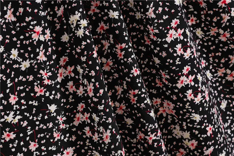 Daisy Skirt Women High Waist Floral Long Hip Flattering A-Line Skirt