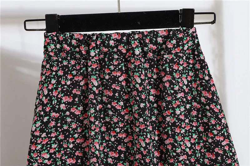 Daisy Skirt Women High Waist Floral Long Hip Flattering A-Line Skirt