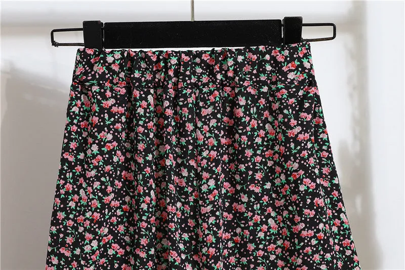 Daisy Skirt Women High Waist Floral Long Hip Flattering A-Line Skirt