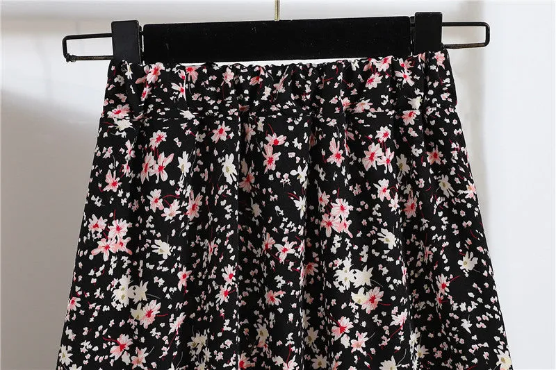 Daisy Skirt Women High Waist Floral Long Hip Flattering A-Line Skirt