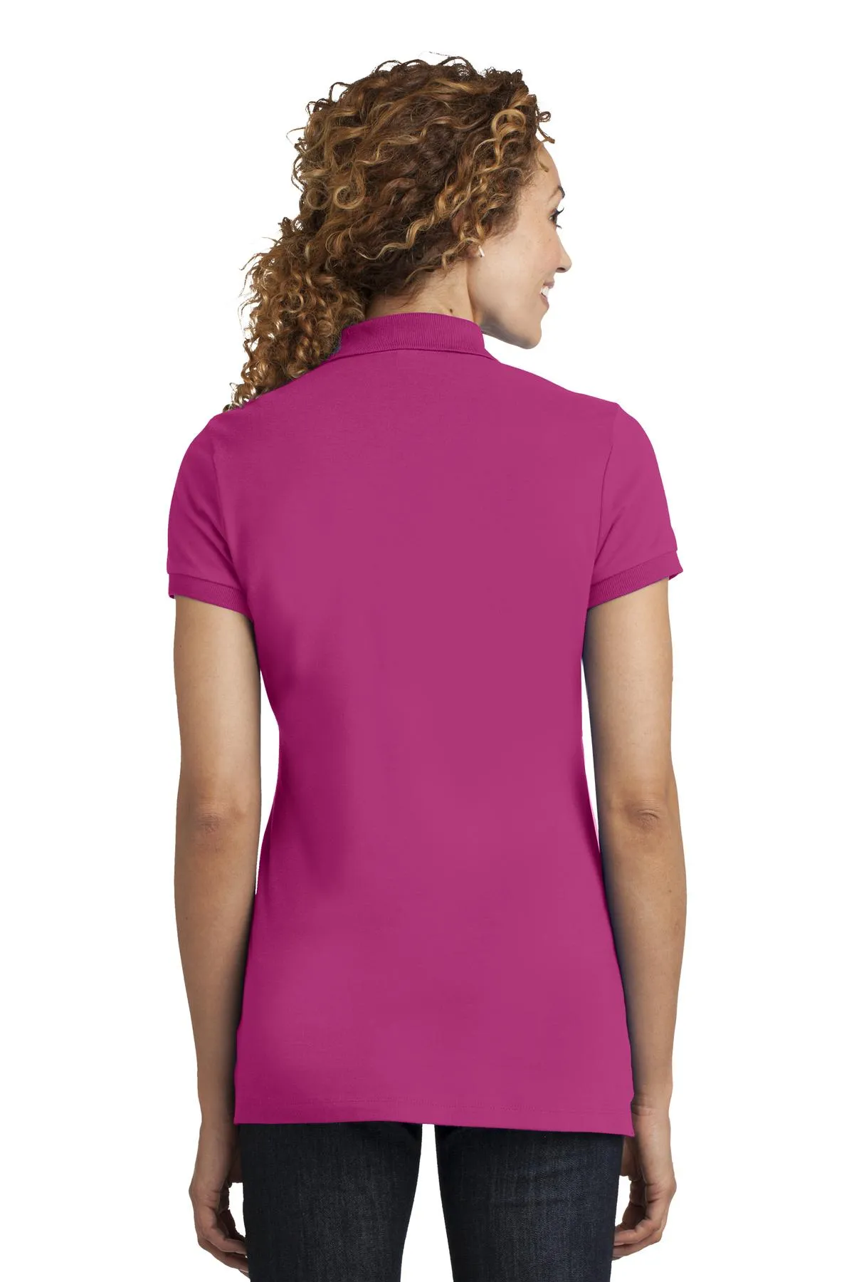 District Made Ladies Stretch Pique Polo. DM425