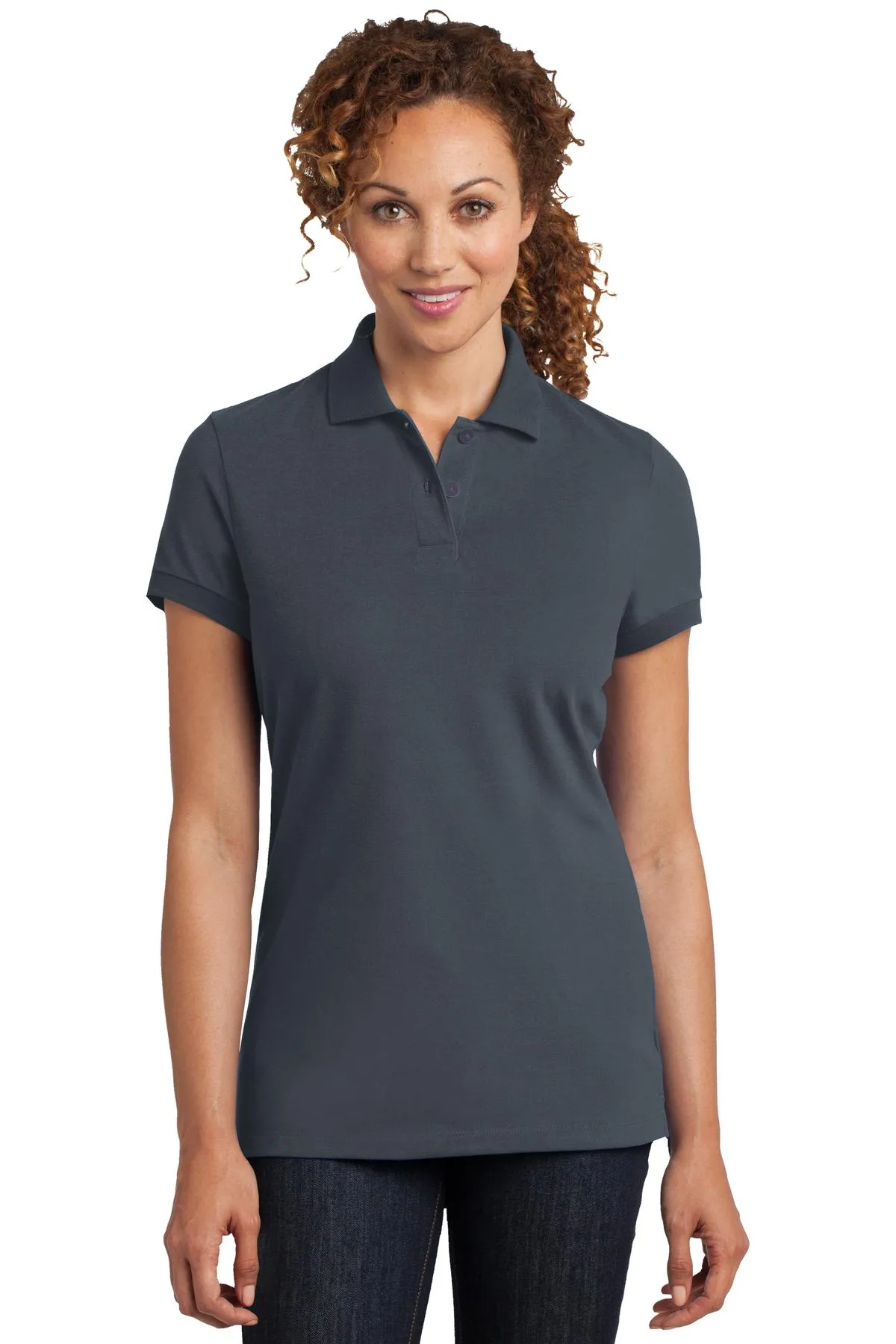 District Made Ladies Stretch Pique Polo. DM425