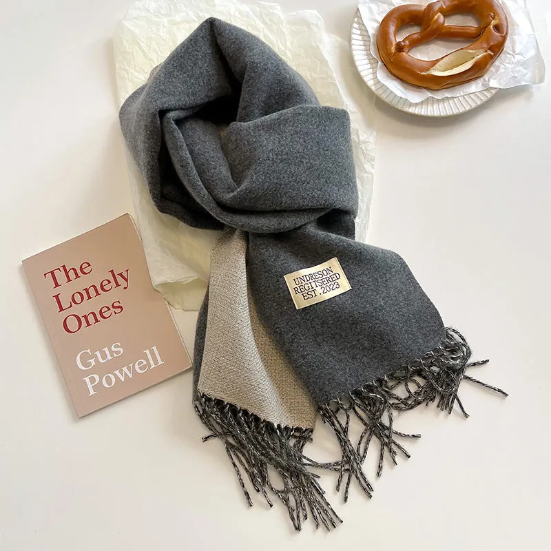 Double-sided Artificial Cashmere Scarf Women's Winter Warm Couple