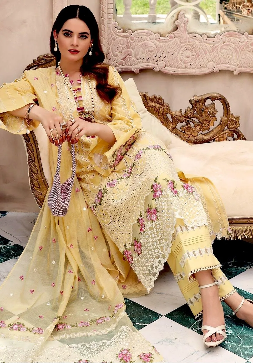 Elaf Festive Chikankari Collection 2021 – EPF- 2 B Morning Sun