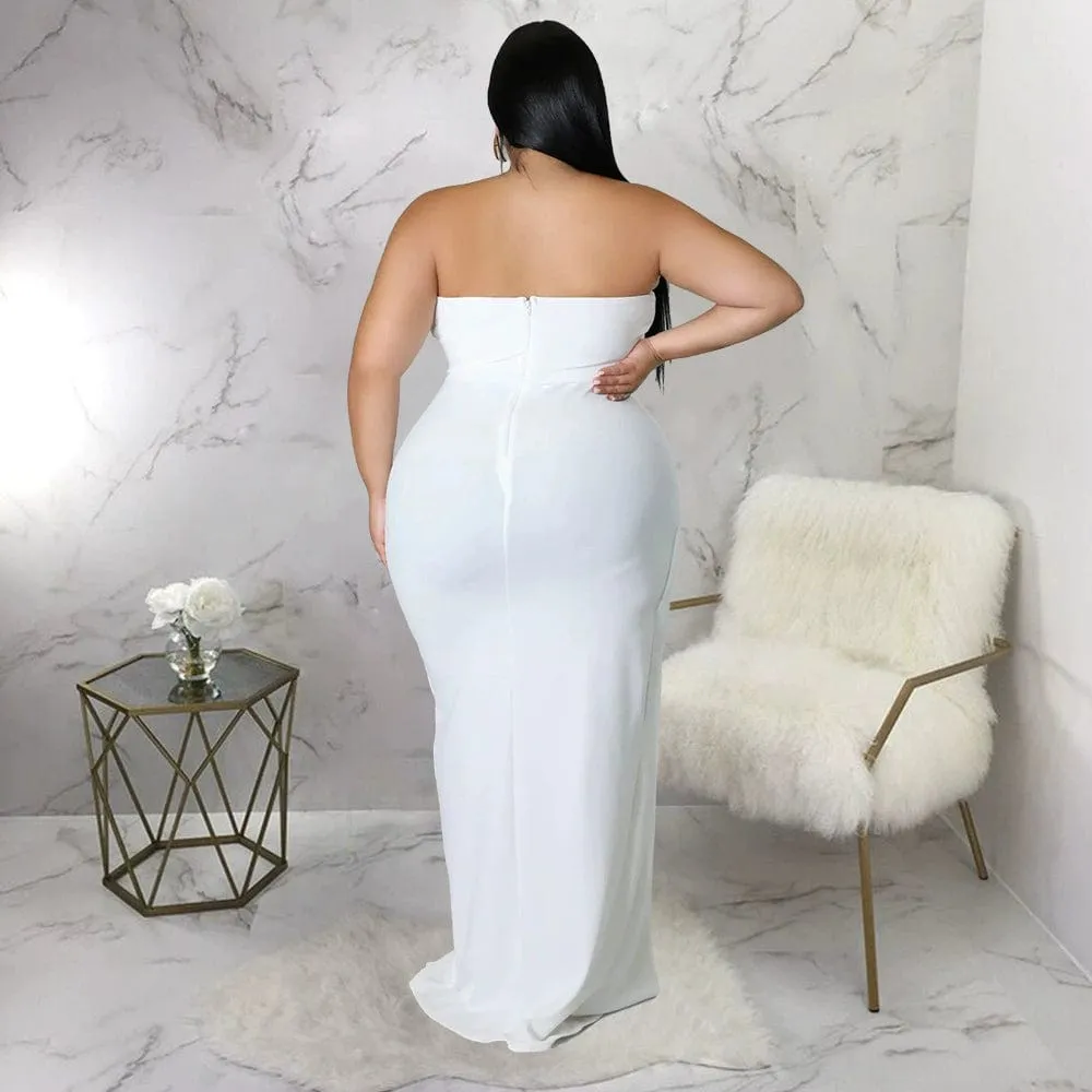 Eye-Catching Evening Dress in Plus Size L-4XL with High Slit Breast Wrap for Women