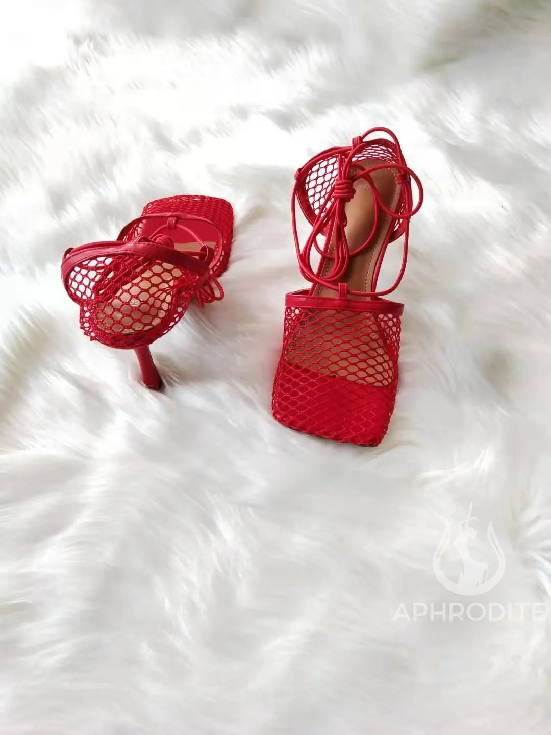 Fashionable mesh square toe strap high heels（HPSD149）