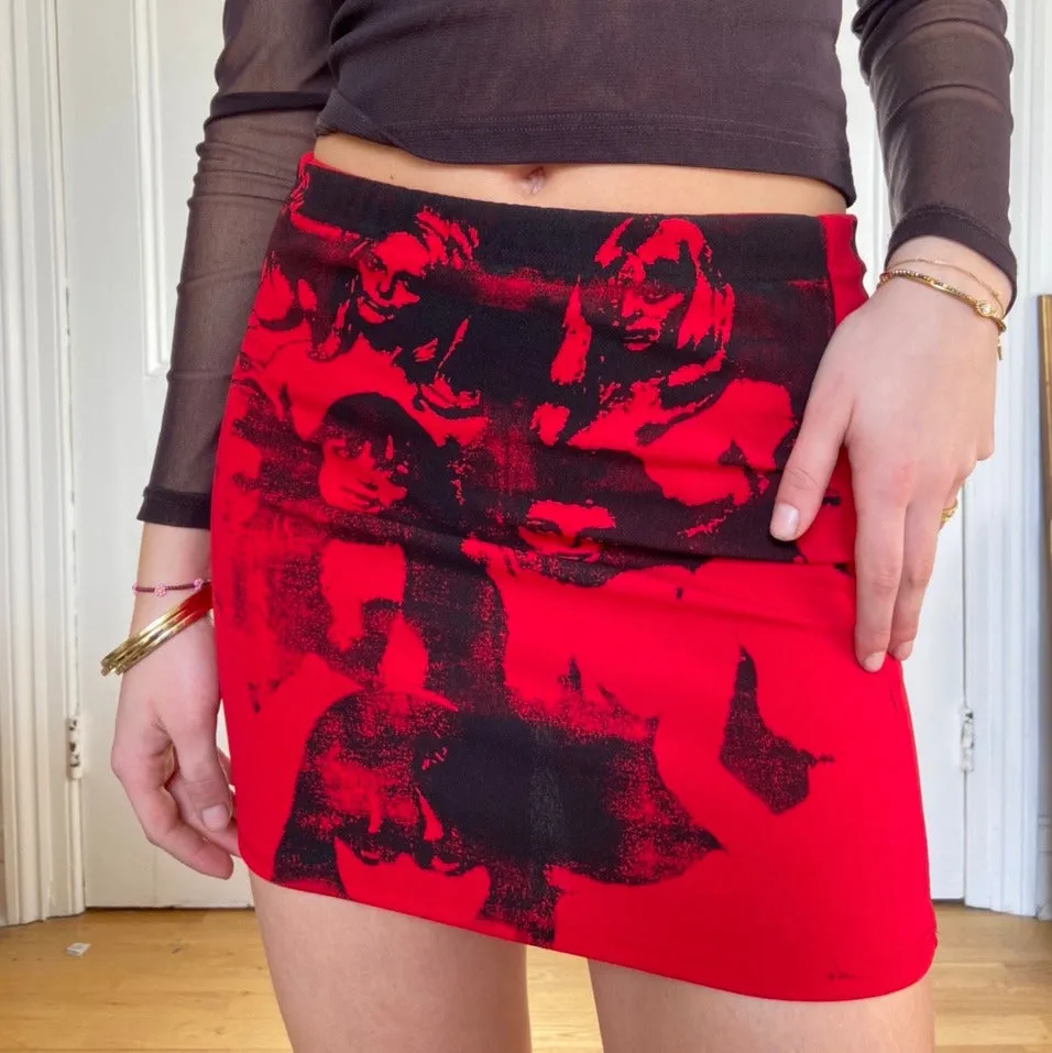 Four Seasons Casual Printed Hip Flattering Ruffle Collar Short Mid-Length Elegant Skirt Cotton Skirt