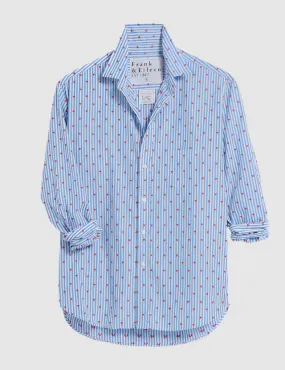 Frank and Eileen 'Eileen' Shirt in Blue Stripe with Red Hearts