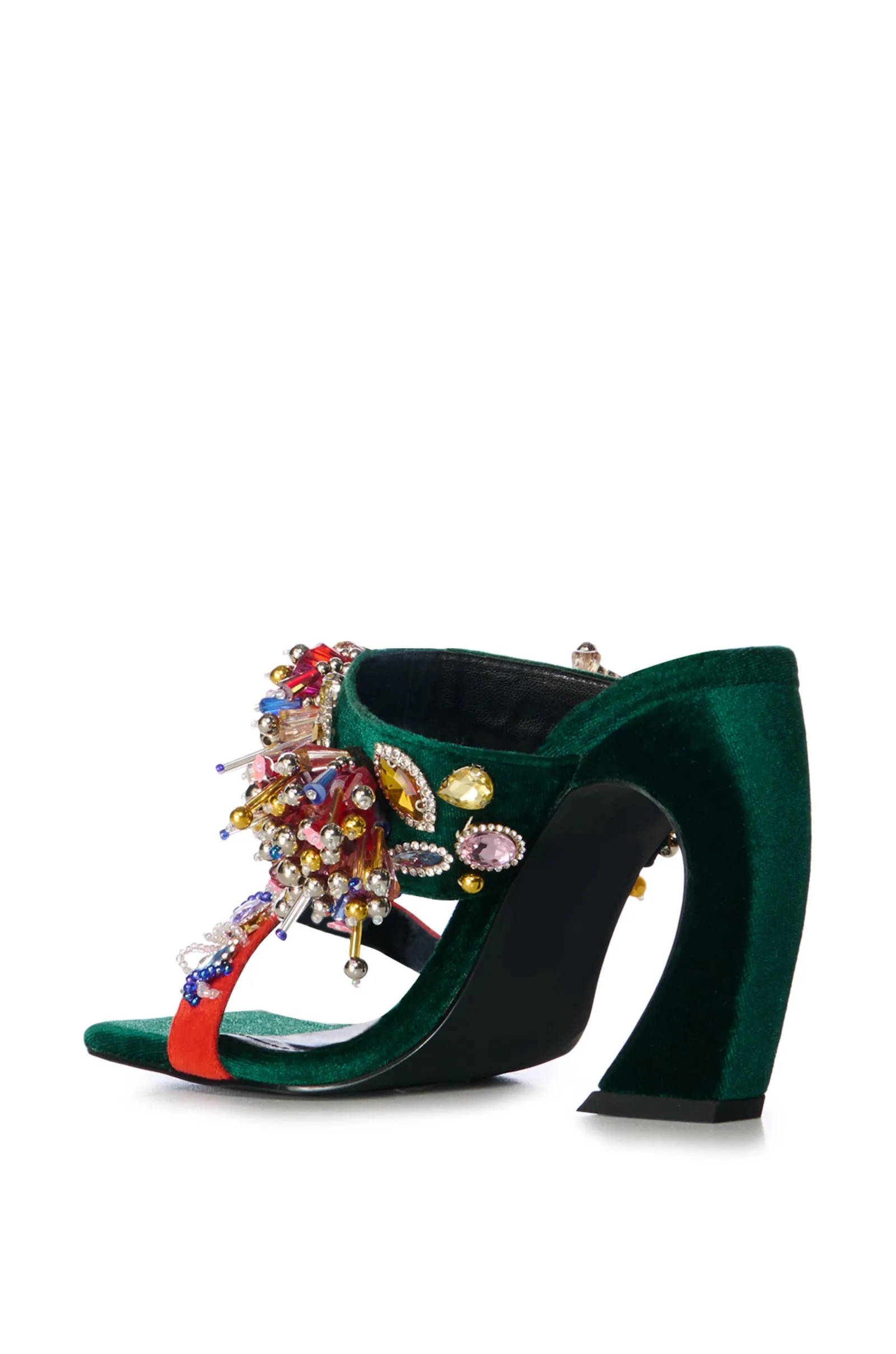 GREENBERRY-GREEN VELVET HEELED SANDAL